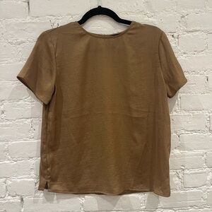 Banana Republic Satin Effect Tan Blouse T-Shirt